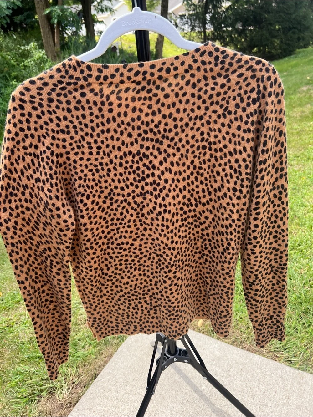 J. Crew Soft 100% Cashmere Lux Crewneck Sweater Leopard Dot